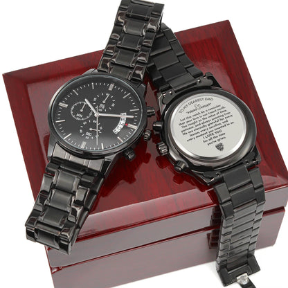 To My Dad Black Chronograph Watch From Kids Value of Time Luxury Box