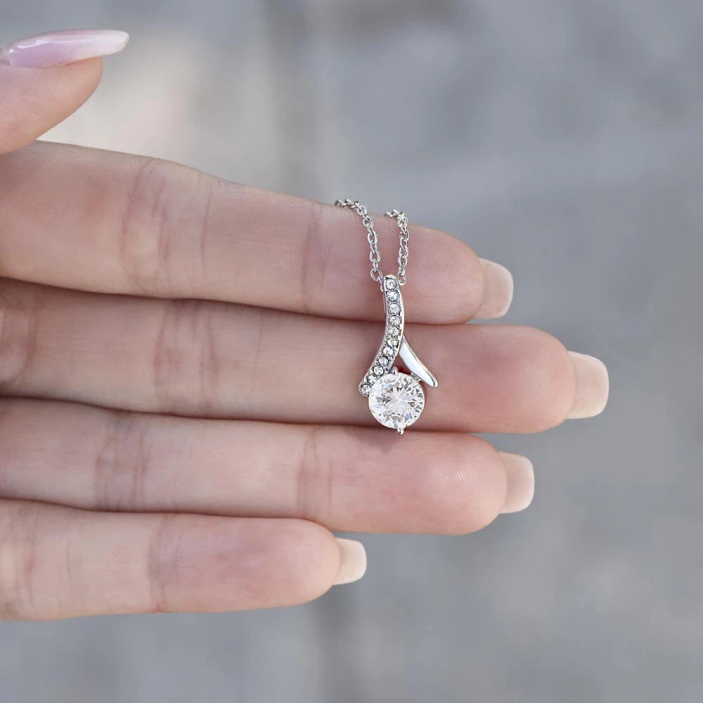 To My Daughter1 4K White Gold Alluring Beauty Necklace From Husband Follow Your Compass Display in Hand