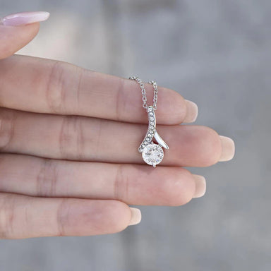To My Daughter1 4K White Gold Alluring Beauty Necklace From Husband Follow Your Compass Display in Hand