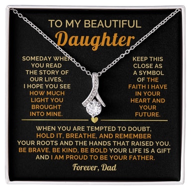 To My Daughter 14K White Gold Alluring Beauty Necklace From Dad I Am Proud Message Card Jewelry