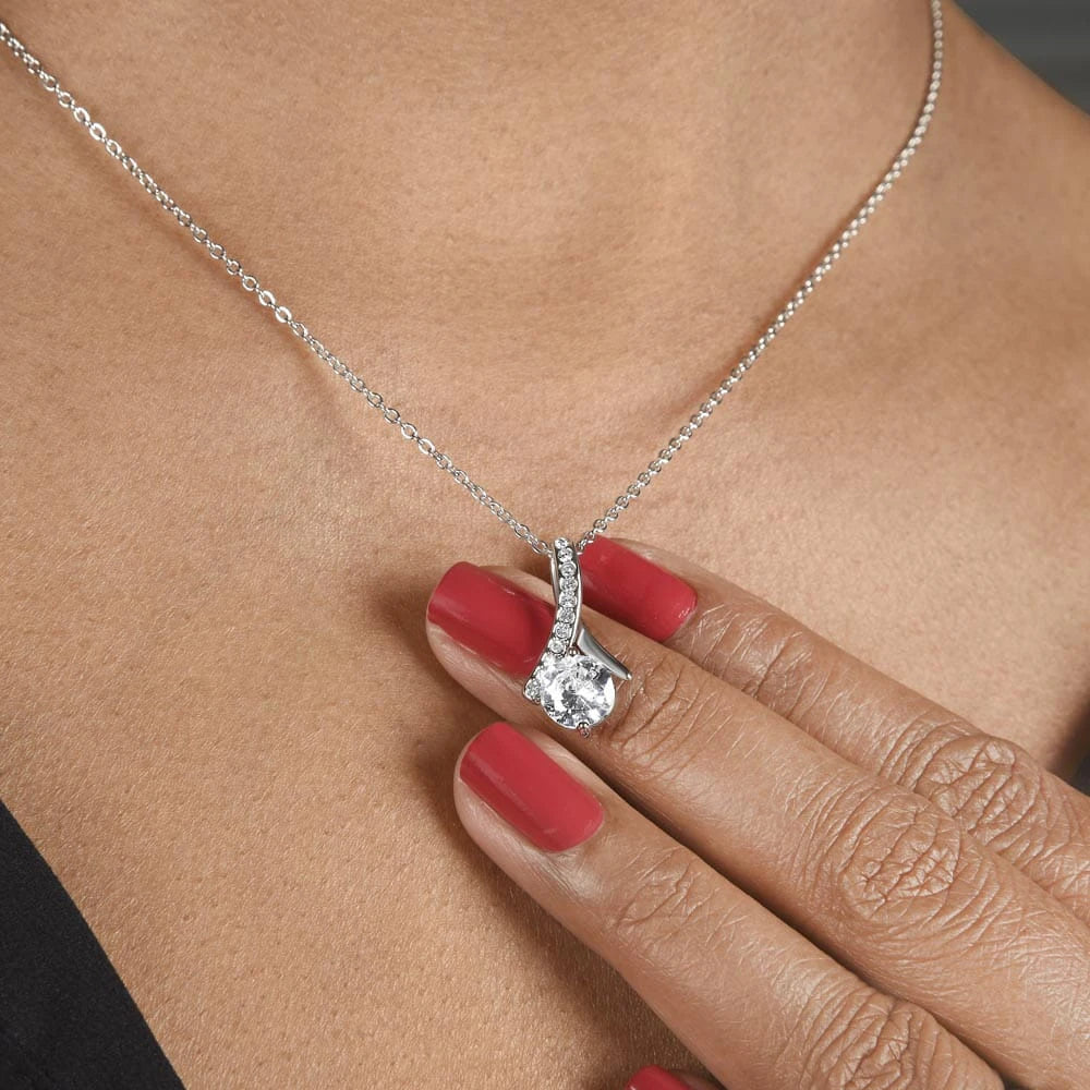 To My Daughter 14K White Gold Alluring Beauty Necklace From Husband Follow Your Compass Display on Neck