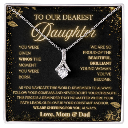 To My Daughter 14K White Gold Alluring Beauty Necklace From Husband Follow Your Compass Message Card Jewelry
