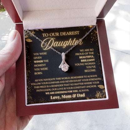 To My Daughter 14K White Gold Alluring Beauty Necklace From Husband Follow Your Compass Message Card Jewelry Luxury Box