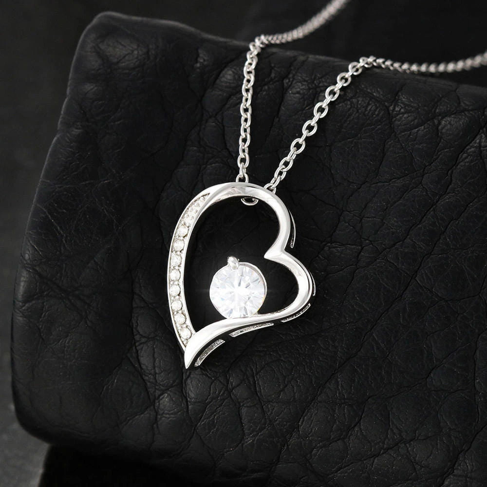 To My Daughter 14K White Gold Forever Love Necklace From Mom Be Proud