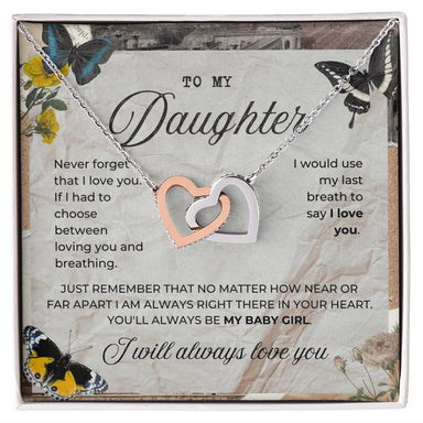 To My Daughter 14K White Gold Interlocking Hearts Necklace From Mom My Baby Girl Message Card Jewelry