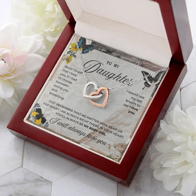 To My Daughter 14K White Gold Interlocking Hearts Necklace From Mom My Baby Girl Message Card Jewelry Luxury Box