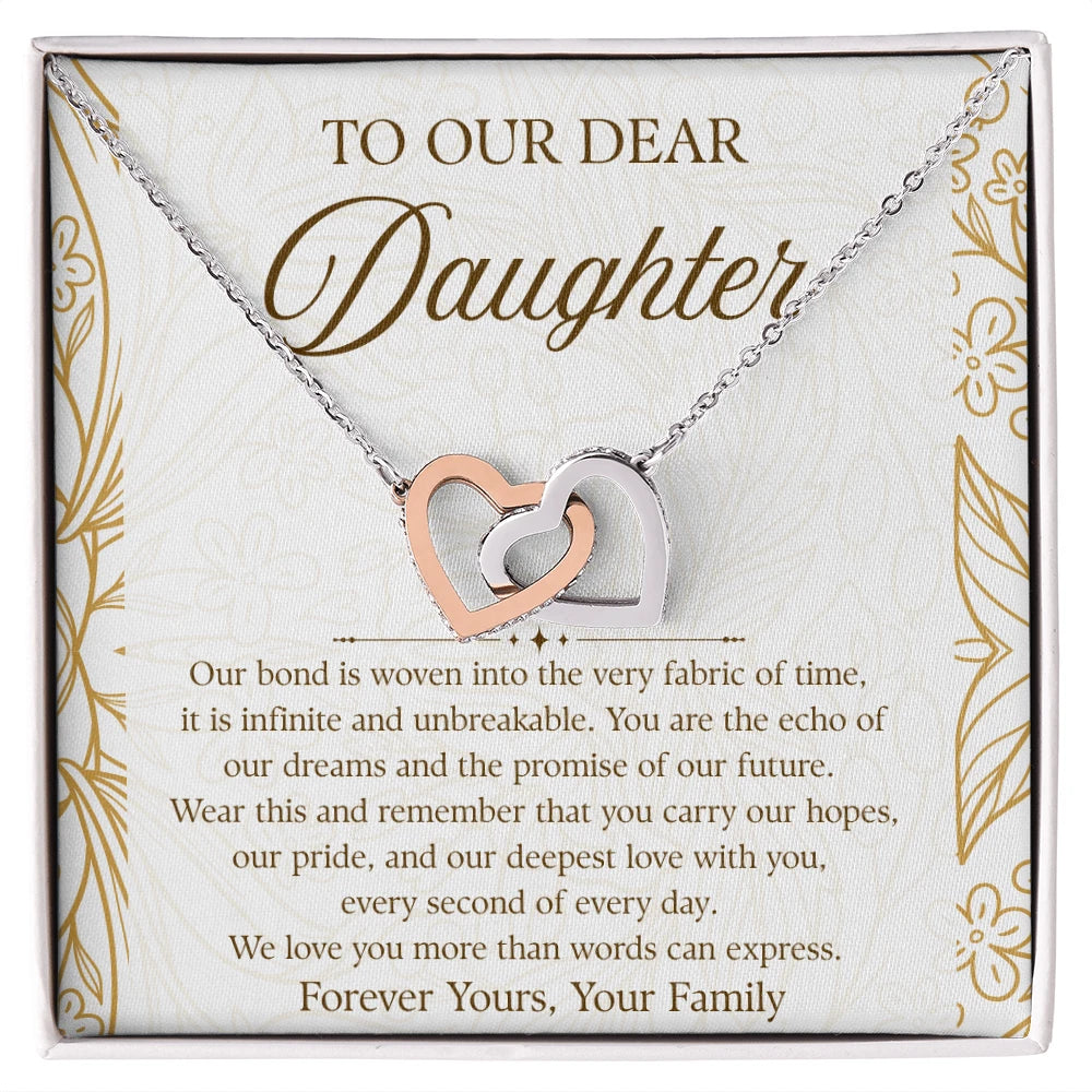 To My Daughter 14K White Gold Interlocking Hearts Necklace From Parents We Love You Message Card Jewelry