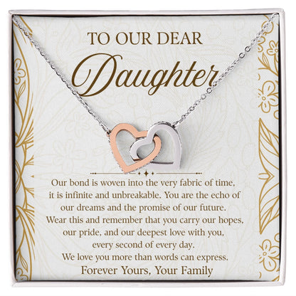 To My Daughter 14K White Gold Interlocking Hearts Necklace From Parents We Love You Message Card Jewelry