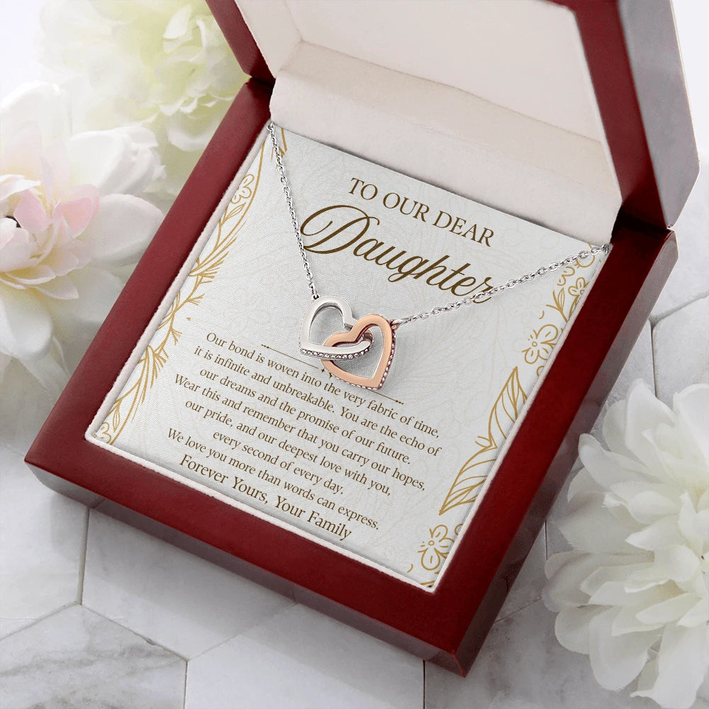 To My Daughter 14K White Gold Interlocking Hearts Necklace From Parents We Love You Message Card Jewelry Luxury Box
