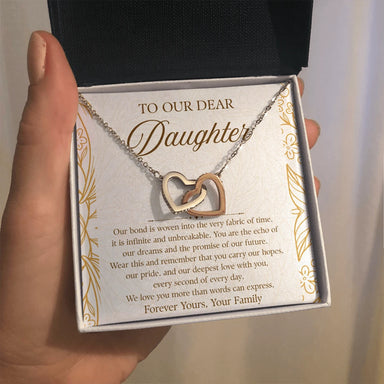 To My Daughter 14K White Gold Interlocking Hearts Necklace From Parents We Love You Message Card Jewelry Standard Box