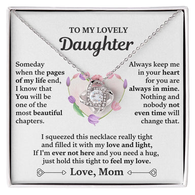 To My Daughter 14K White Gold Love Knot Necklace From Mom Feel My Love Message Card Jewelry