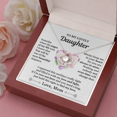 To My Daughter 14K White Gold Love Knot Necklace From Mom Feel My Love Message Card Jewelry Luxury Box