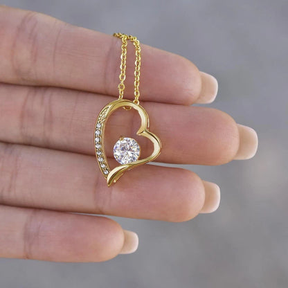 To My Daughter 18K Yellow Gold Forever Love Necklace From Mom Be Proud Display In Hand