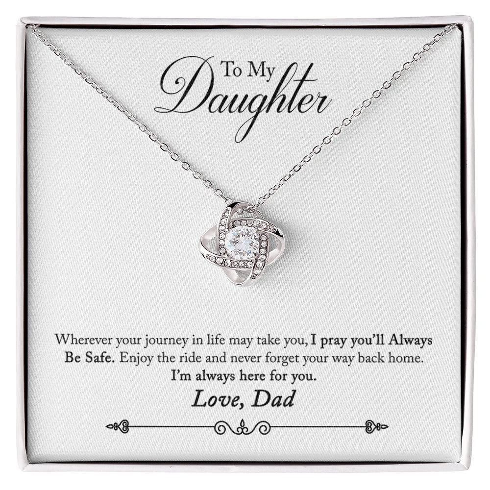 To My Daughter Gift Love Knot Necklace from Dad 14K White Gold