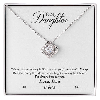 To My Daughter Gift Love Knot Necklace from Dad 14K White Gold