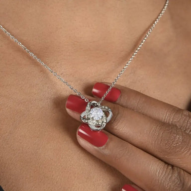 To My Daughter Gift Love Knot Necklace from Dad 14K White Gold Display Neck