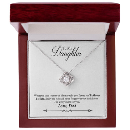To My Daughter Gift Love Knot Necklace from Dad 14K White Gold Luxury Box