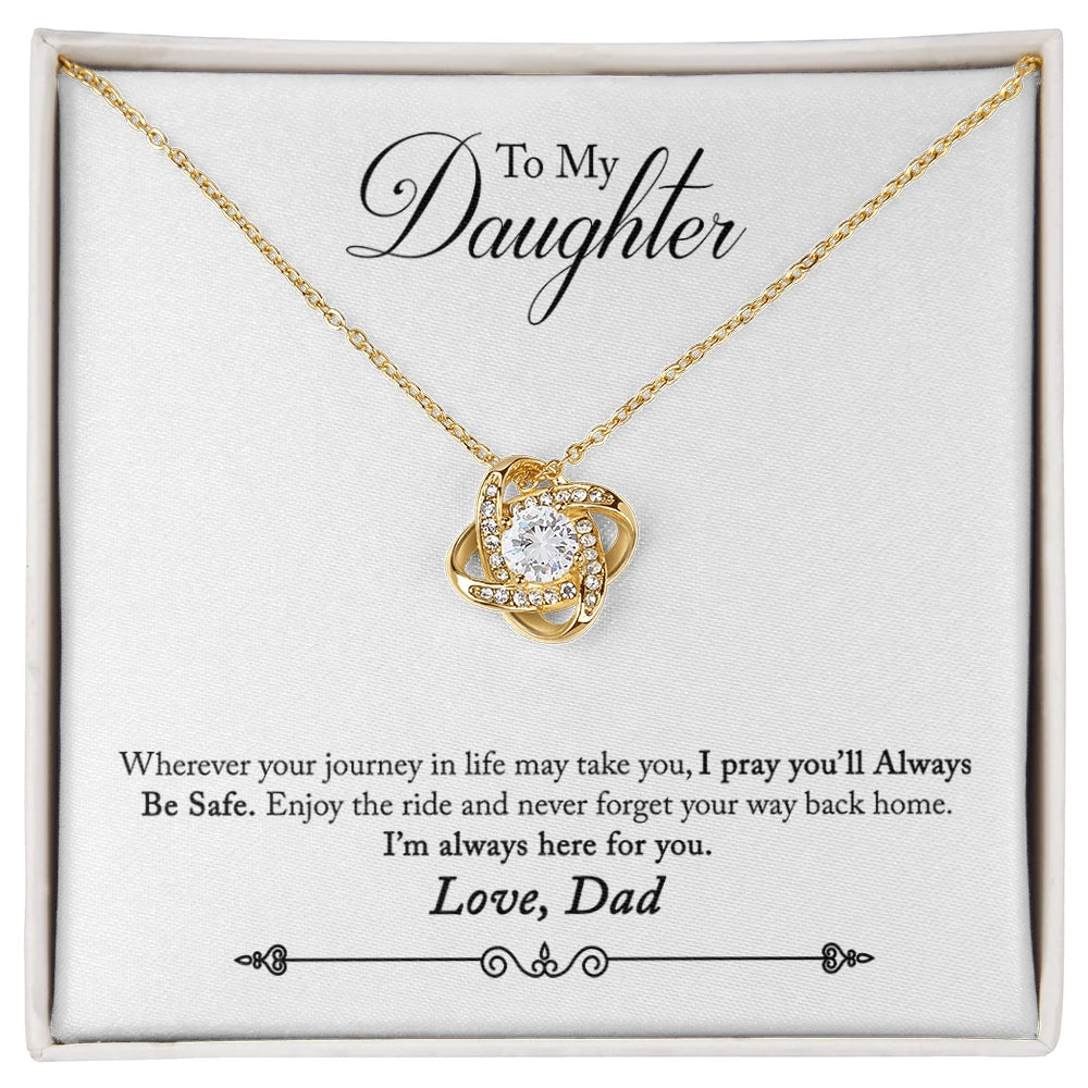 To My Daughter Gift Love Knot Necklace from Dad 18K Yellow Gold