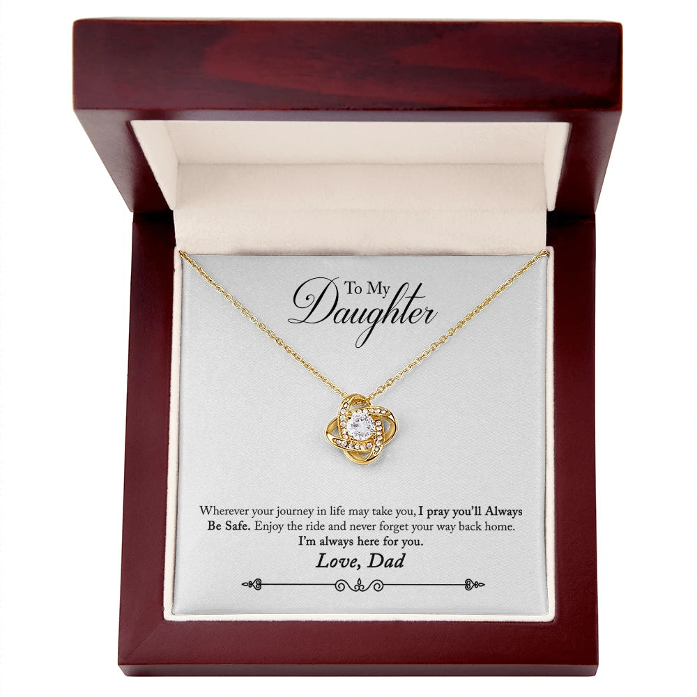 To My Daughter Gift Love Knot Necklace from Dad 18K Yellow Gold Luxury Box