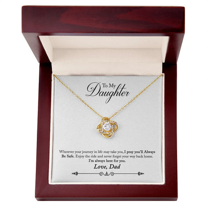 To My Daughter Gift Love Knot Necklace from Dad 18K Yellow Gold Luxury Box