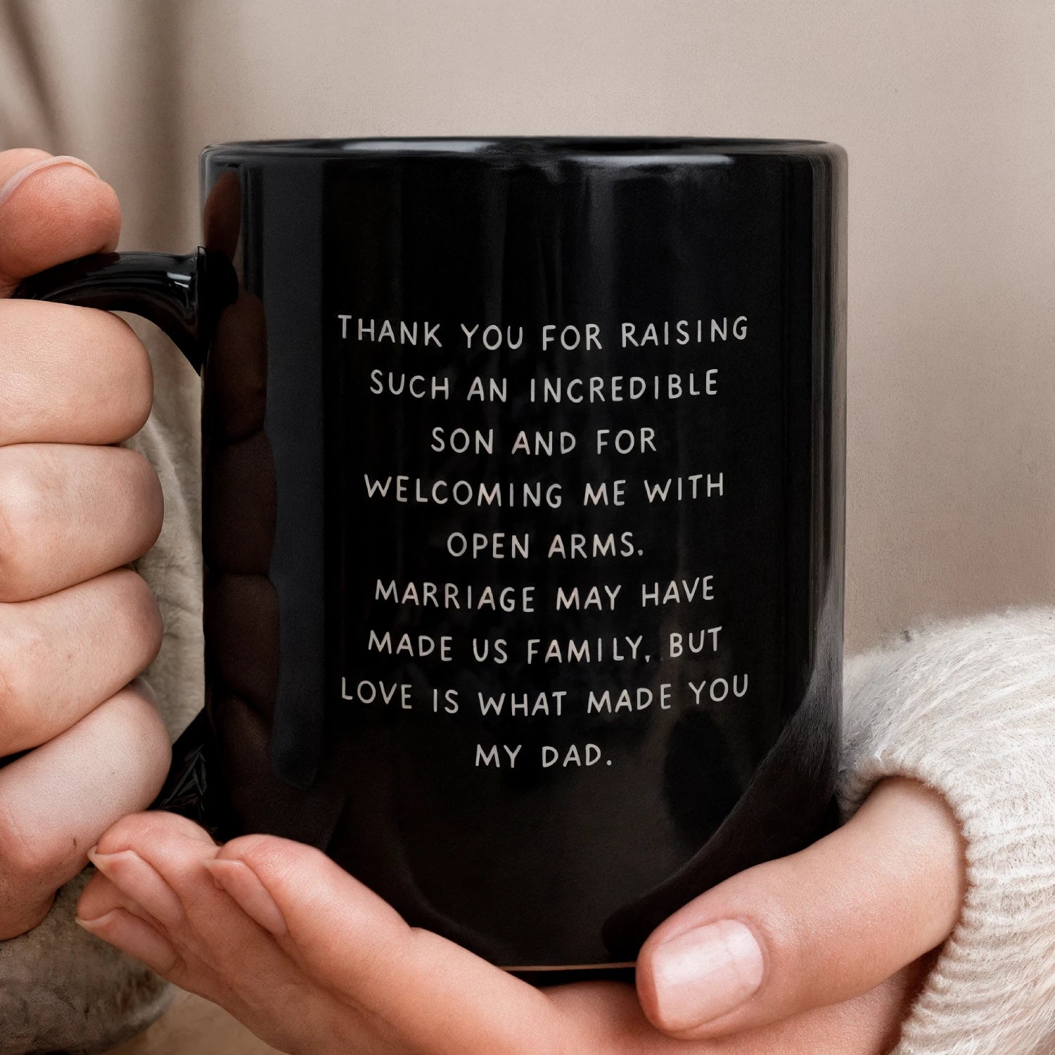 To My Father-in-law 11oz Black Ceramic Mug From Bride or Daughter-in-law Thank You