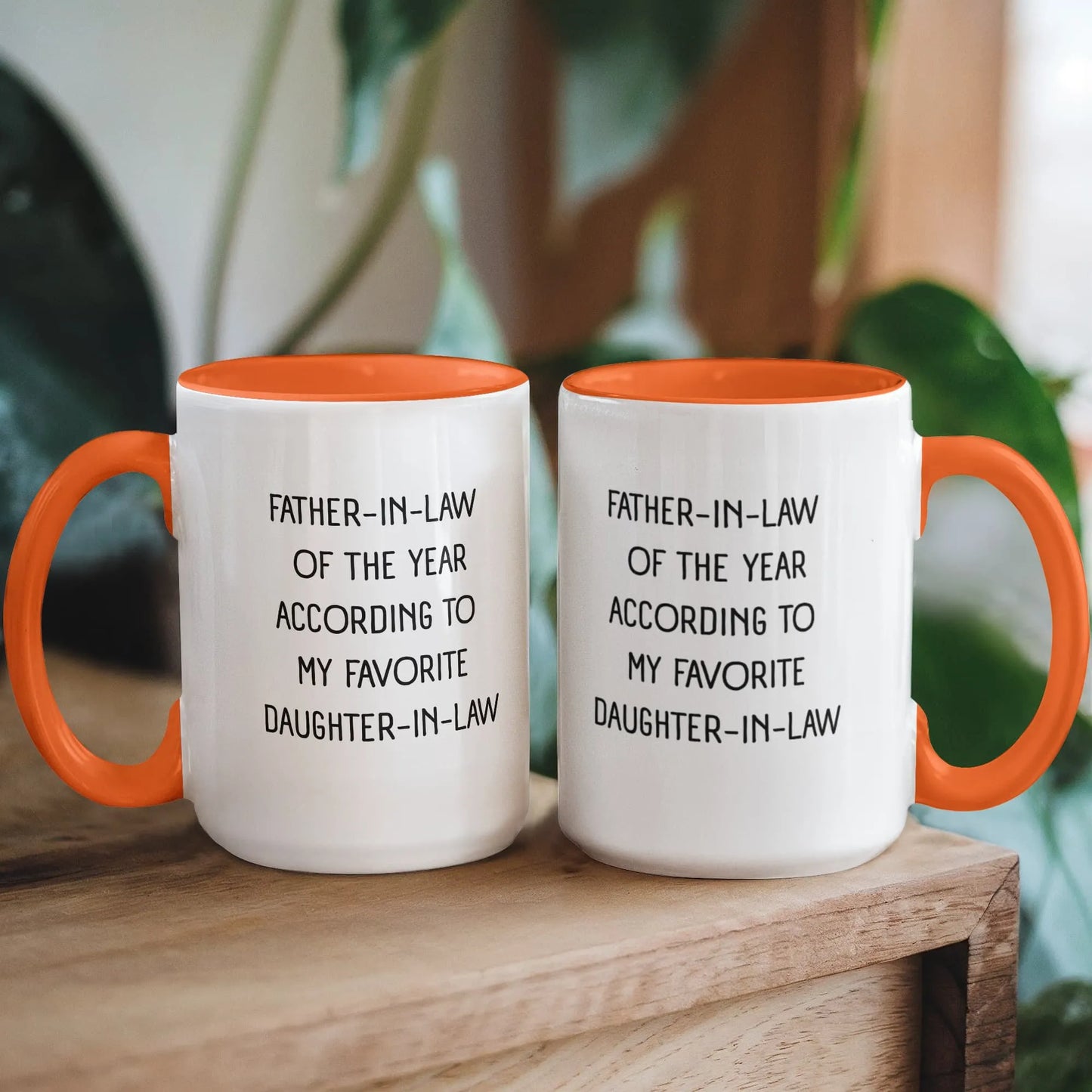 To My Father-in-law 15oz Orange Color Coffee Mugs From  Daughter-in-law Of The Year Display