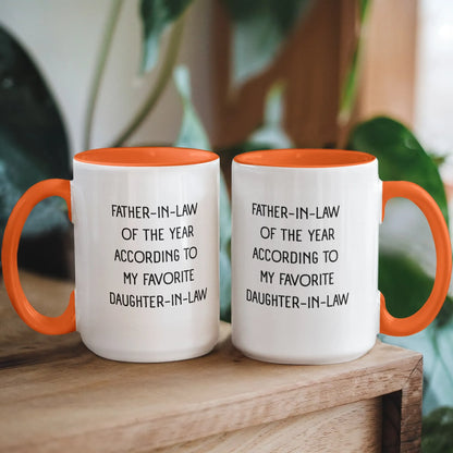 To My Father-in-law 15oz Orange Color Coffee Mugs From  Daughter-in-law Of The Year Display