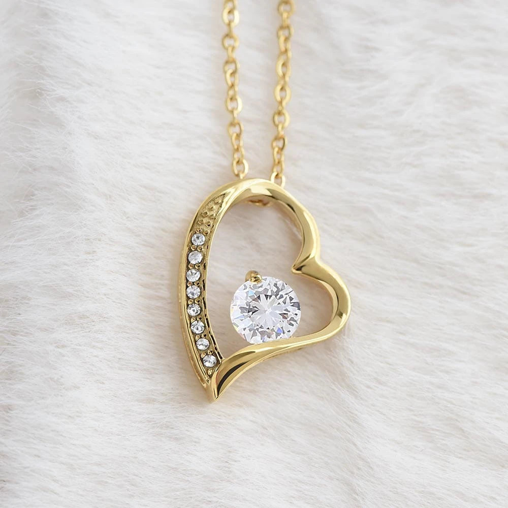 To My Future Daughter-in-law 18K Yellow Gold Forever Love Necklace From Parent-in-law Welcome Home Display