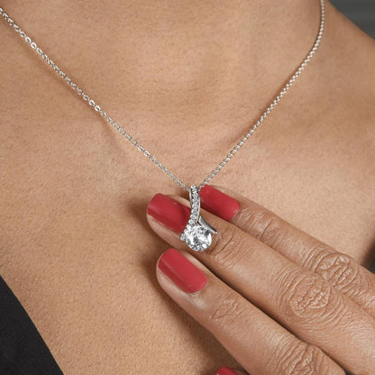 To My Girlfriend Allure Beauty Necklace From Boyfriend 14K White Gold Display Neck