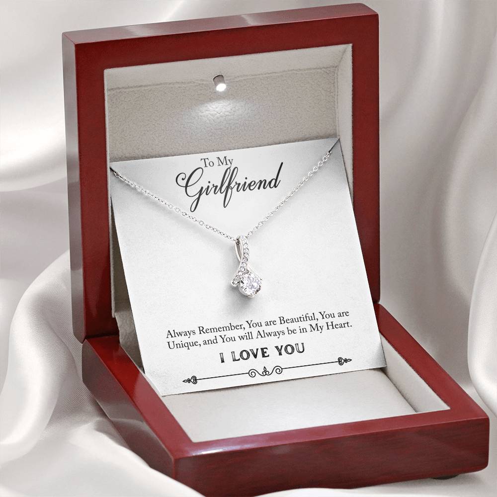 To My Girlfriend Allure Beauty Necklace From Boyfriend 14K White Gold Luxury Box