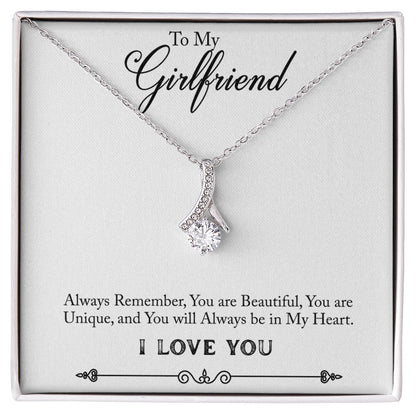 To My Girlfriend Allure Beauty Necklace From Boyfriend 14K White Gold Message Card