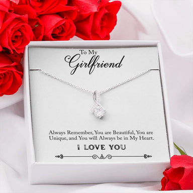 To My Girlfriend Allure Beauty Necklace From Boyfriend 14K White Gold Standard Box