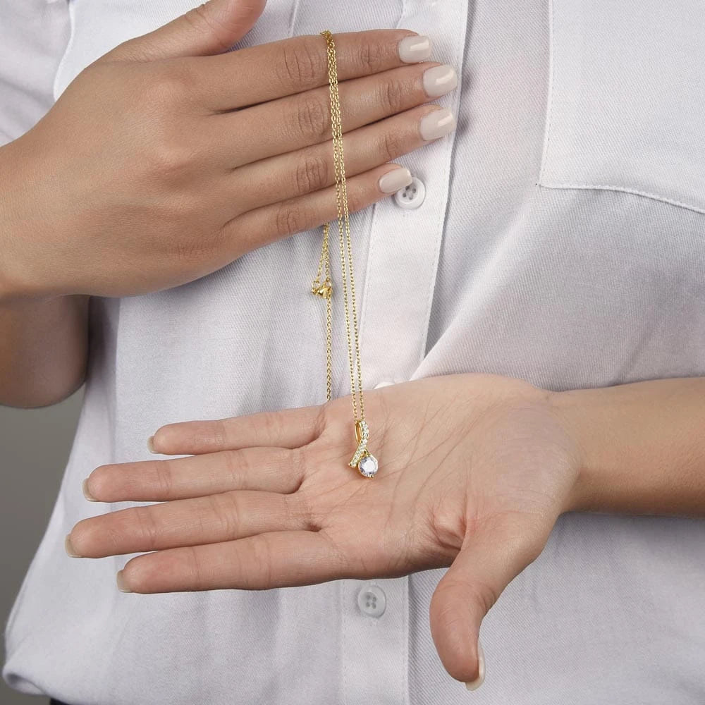 To My Girlfriend Allure Beauty Necklace From Boyfriend 18K Yellow Gold Display Hands