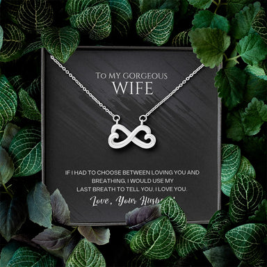 To My Gorgeous Wife I Love You 14K White Gold Endless Love Necklace From Husband Message Card Standard Box