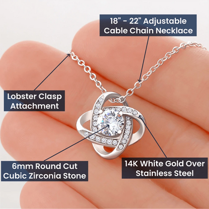 To My Gorgeous Wife Love Knot Necklace I Love You From Husband 14K White Gold Product Specifications