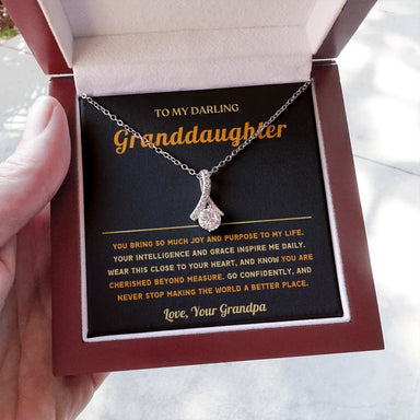 To My Granddaughter 14K White Gold Alluring Beauty Necklace From Grandpa Inspire Me Message Card Jewelry Luxury Box
