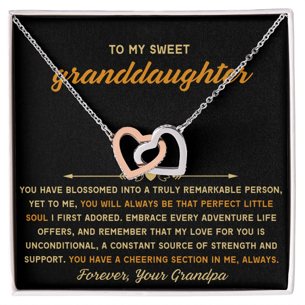 To My Granddaughter 14K White Gold Interlocking Hearts Necklace From Grandpa Perfect Little Soul Message Card Jewelry