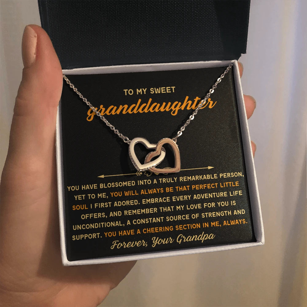 To My Granddaughter 14K White Gold Interlocking Hearts Necklace From Grandpa Perfect Little Soul Message Card Jewelry Standard Box