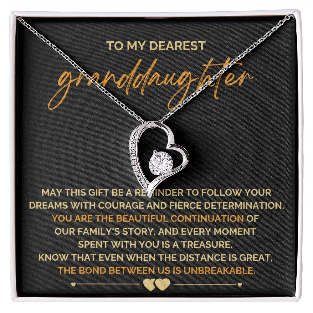 To My Granddaughter 14K White Gold LoveKnot Necklace From Grandparents Follow Your Dreams Message Card Jewelry