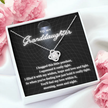 To My Granddaughter 14K White Gold Love Knot Necklace From Grandma Feel My Love Message Card Standard Box