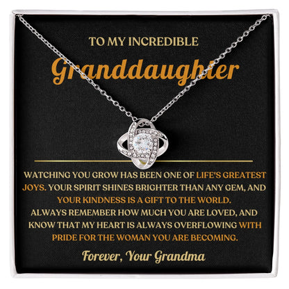 To My Granddaughter 14K White Gold Love Knot Necklace From Grandma Greatest Joy Message Card Jewelry