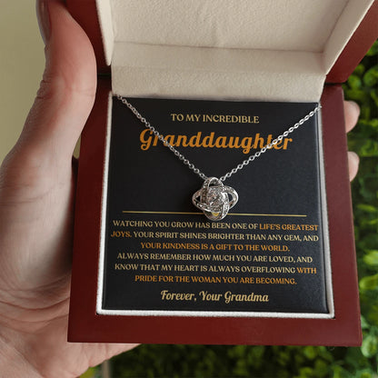 To My Granddaughter 14K White Gold Love Knot Necklace From Grandma Greatest Joy Message Card Jewelry Luxury Box