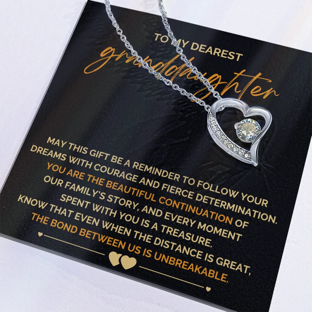 To My Granddaughter 14K White Gold Love Knot Necklace From Grandparents Follow Your Dreams Message Card