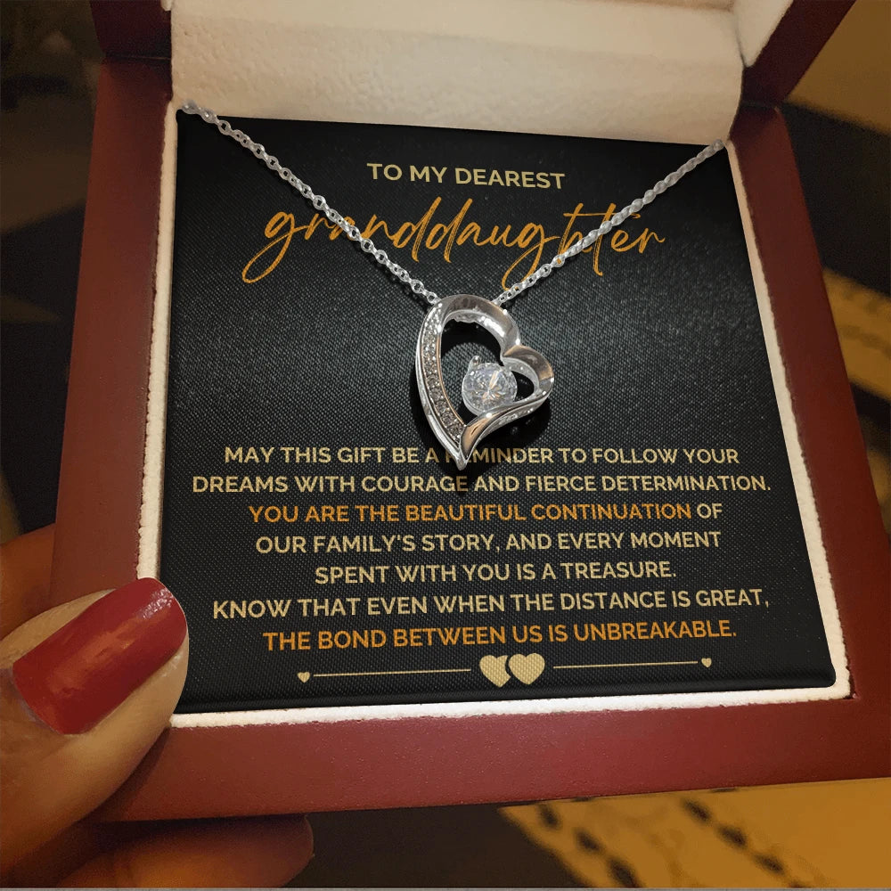 To My Granddaughter 14K White Gold Love Knot Necklace From Grandparents Follow Your Dreams Message Card Jewelry Luxury Box