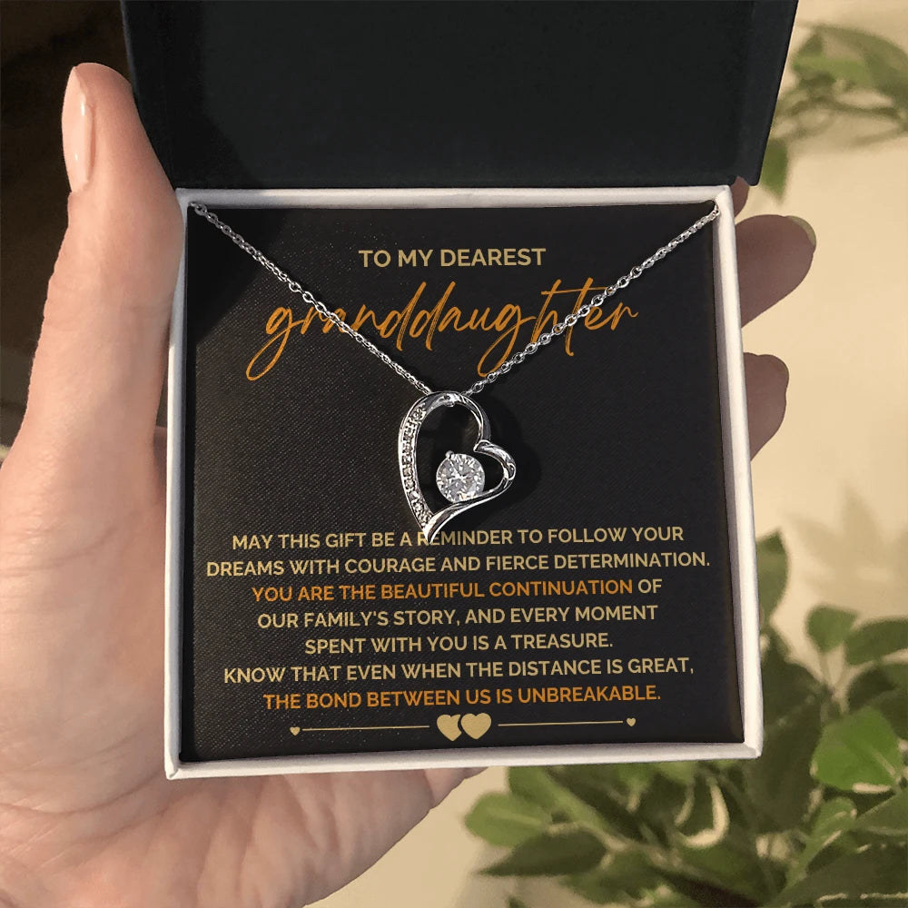 To My Granddaughter 14K White Gold Love Knot Necklace From Grandparents Follow Your Dreams Message Card Jewelry Standard Box