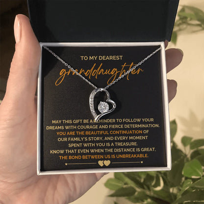 To My Granddaughter 14K White Gold Love Knot Necklace From Grandparents Follow Your Dreams Message Card Jewelry Standard Box