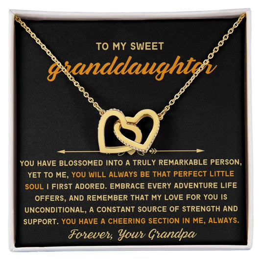To My Granddaughter 18K Yellow Gold Interlocking Hearts Necklace From Grandpa Perfect Little Soul Message Card Jewelry