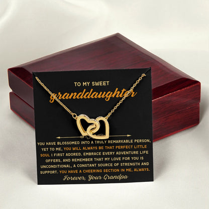 To My Granddaughter 18K Yellow Gold Interlocking Hearts Necklace From Grandpa Perfect Little Soul Message Card Jewelry Luxury Box