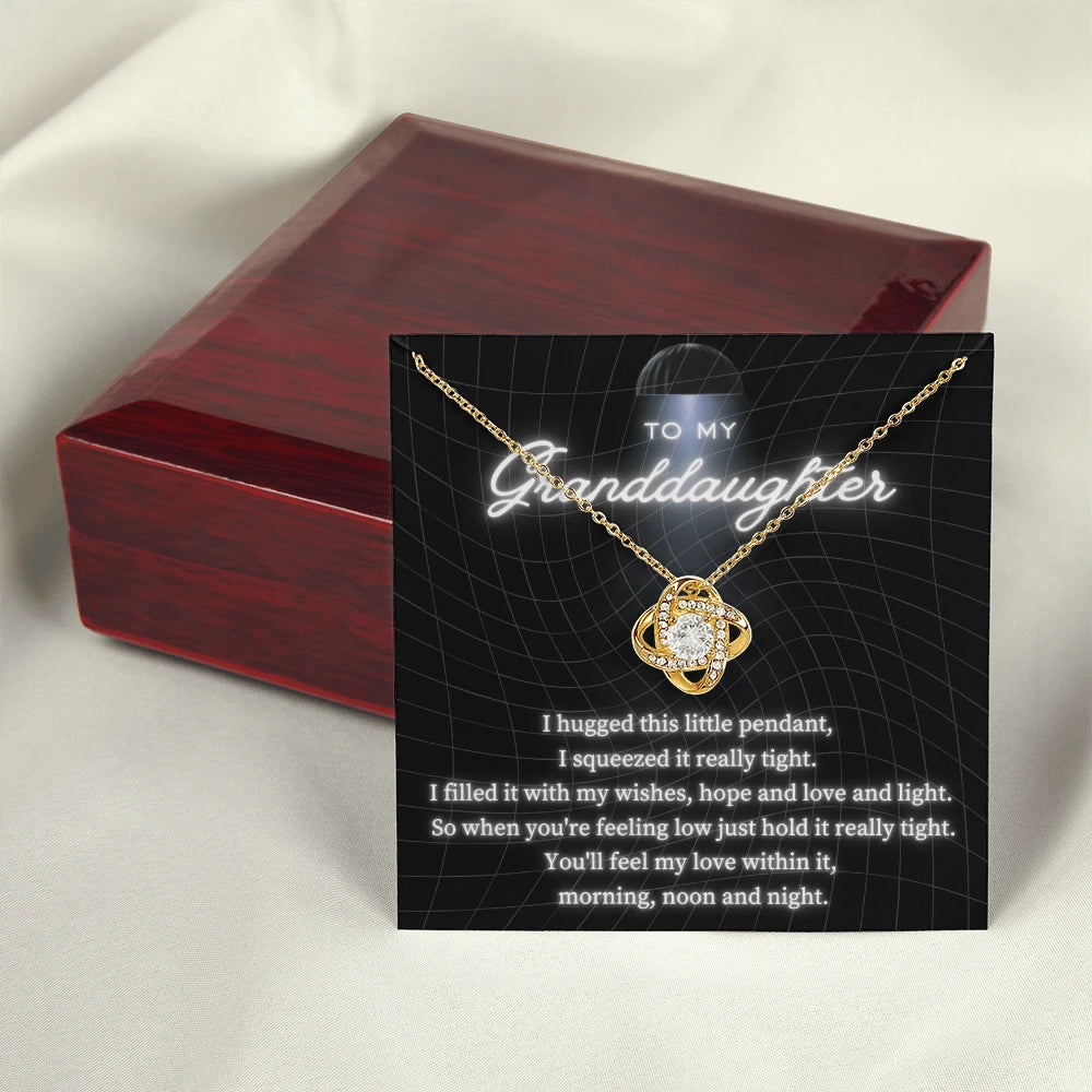 To My Granddaughter 18K Yellow Gold LoveKnot Necklace From Grandma Feel My Love Luxury Box