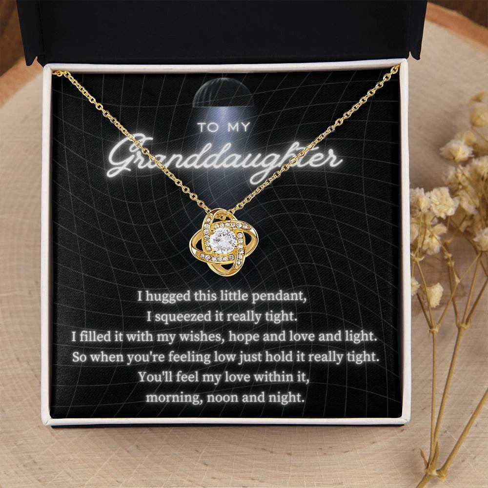 To My Granddaughter 18K Yellow Gold Love Knot Necklace From Grandma Feel My Love Standard Box